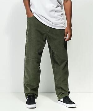 Monet Skateboards Pants Mens 32 Green Corduroy Drawstrings Skate Y2K Style